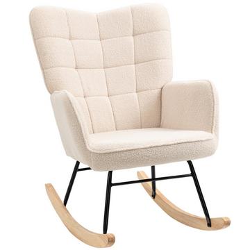 Fauteuil À Bascule, Fauteuil D'Appoint, Fauteuil De Relaxation En Molleton Berbère, Pour Chambre, Jusqu'À 120 Kg, Beige, 71X92X101 Cm
