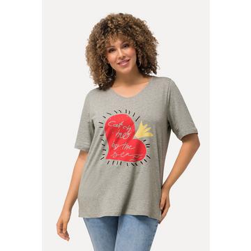 T-shirt classica con cuore, scollo a V e mezze maniche