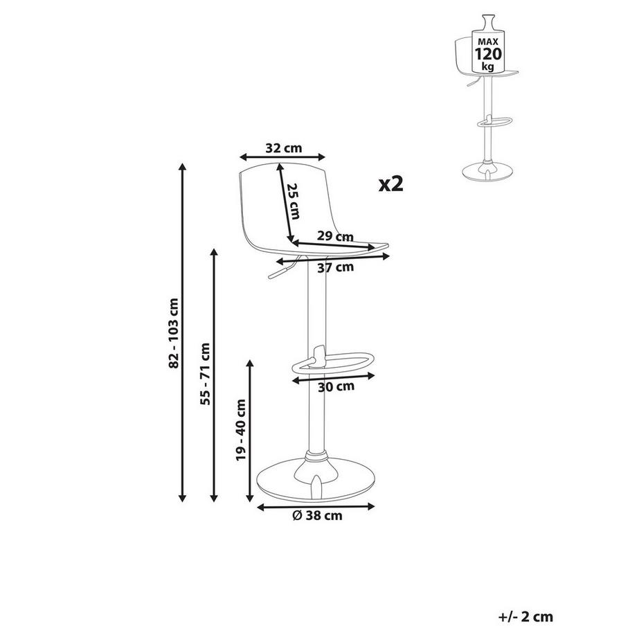 Beliani Lot de 2 chaises de bar en Acrylique  IMOLA  