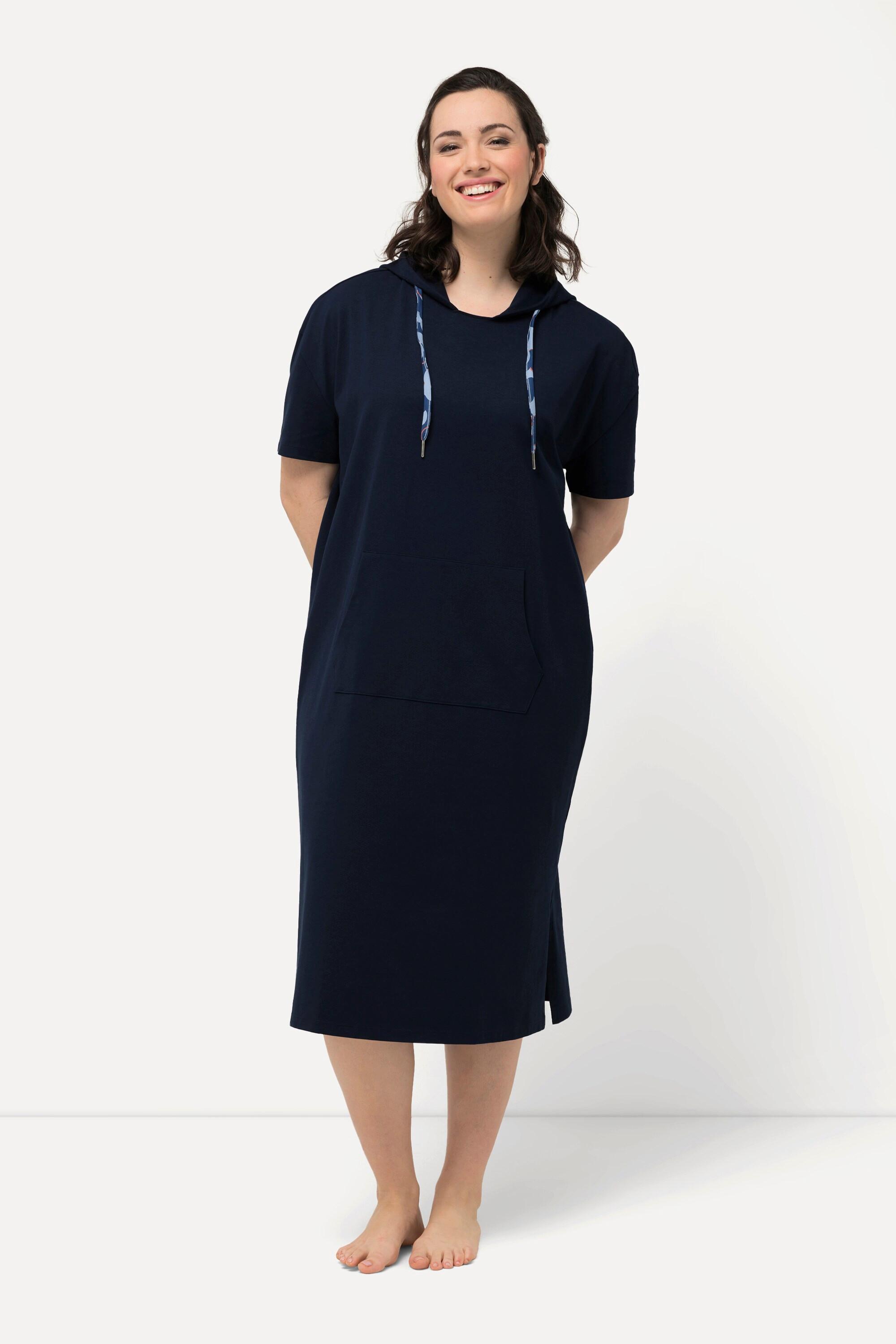 Ulla Popken  Loungewear-Midikleid, Kapuze, Kängurutasche, Halbarm 