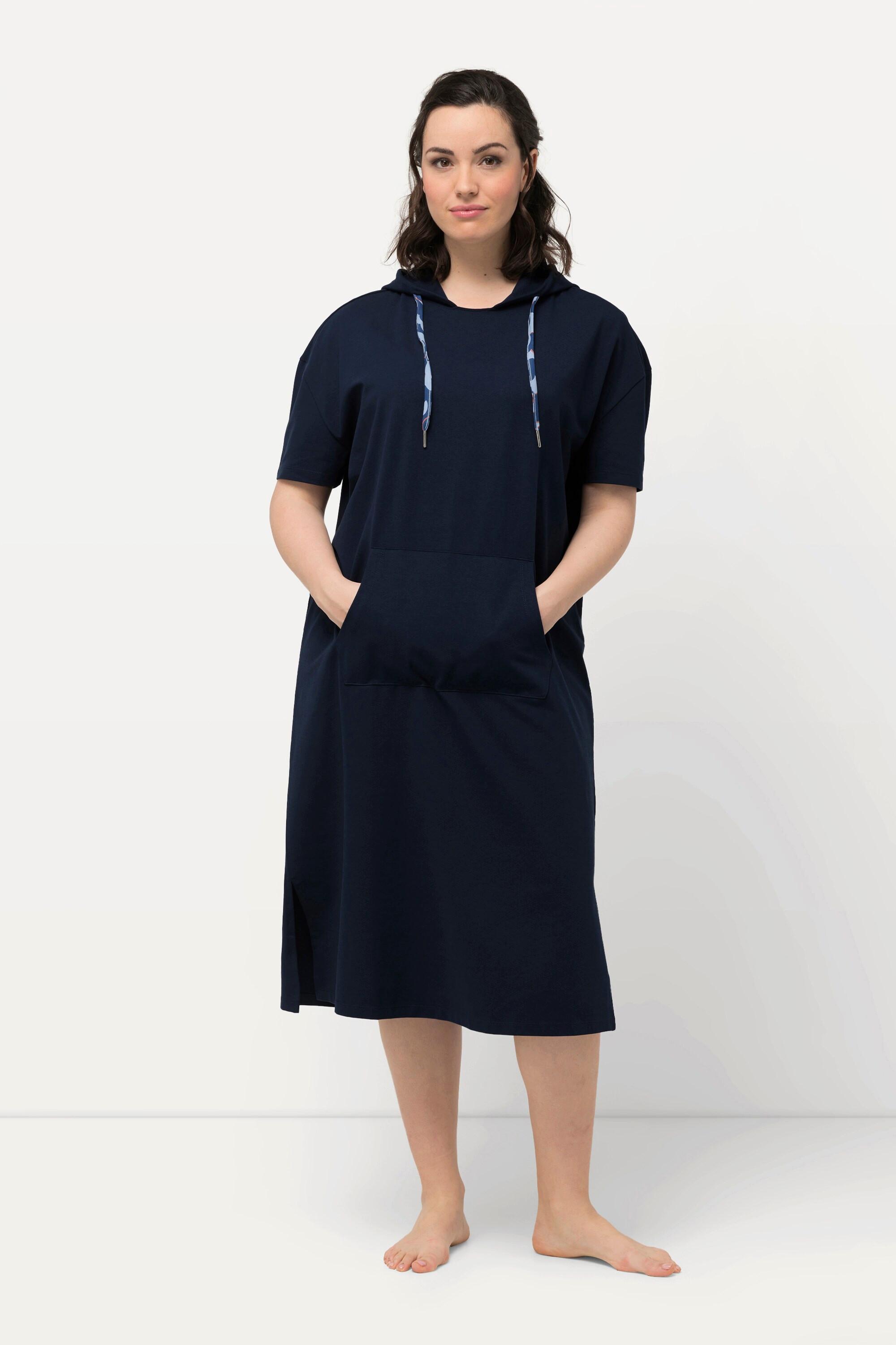 Ulla Popken  Loungewear-Midikleid, Kapuze, Kängurutasche, Halbarm 