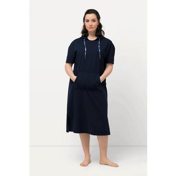 Robe midi d'intérieur à capuche, poche kangourou et manches courtes