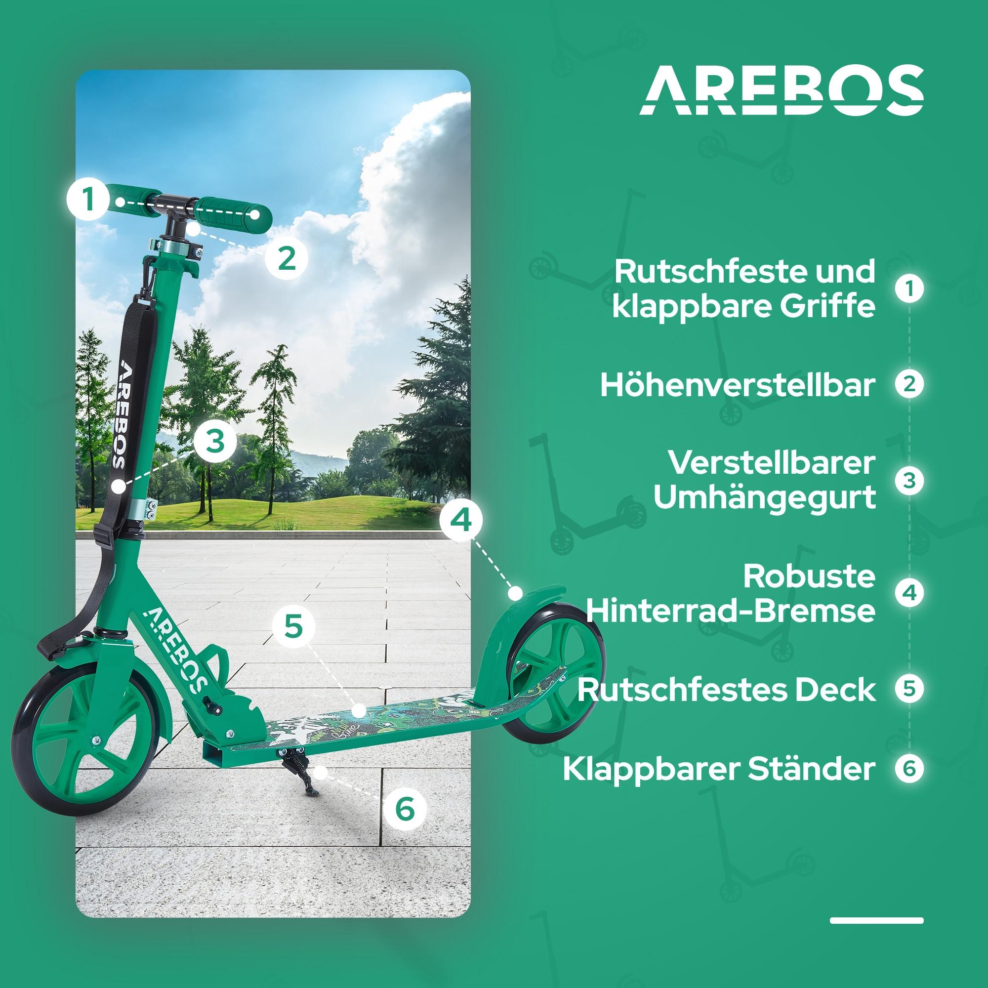 Arebos  Tretroller Kickroller Cityroller Kinderroller Erwachsene Scooter Grün 