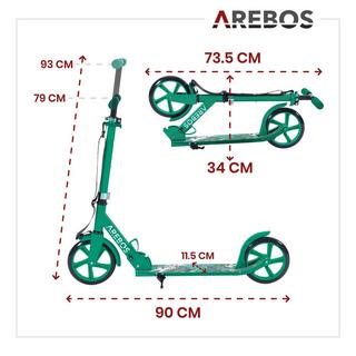 Arebos  Trottinette Kickroller Cityroller enfants adultes Trottinette Verte 