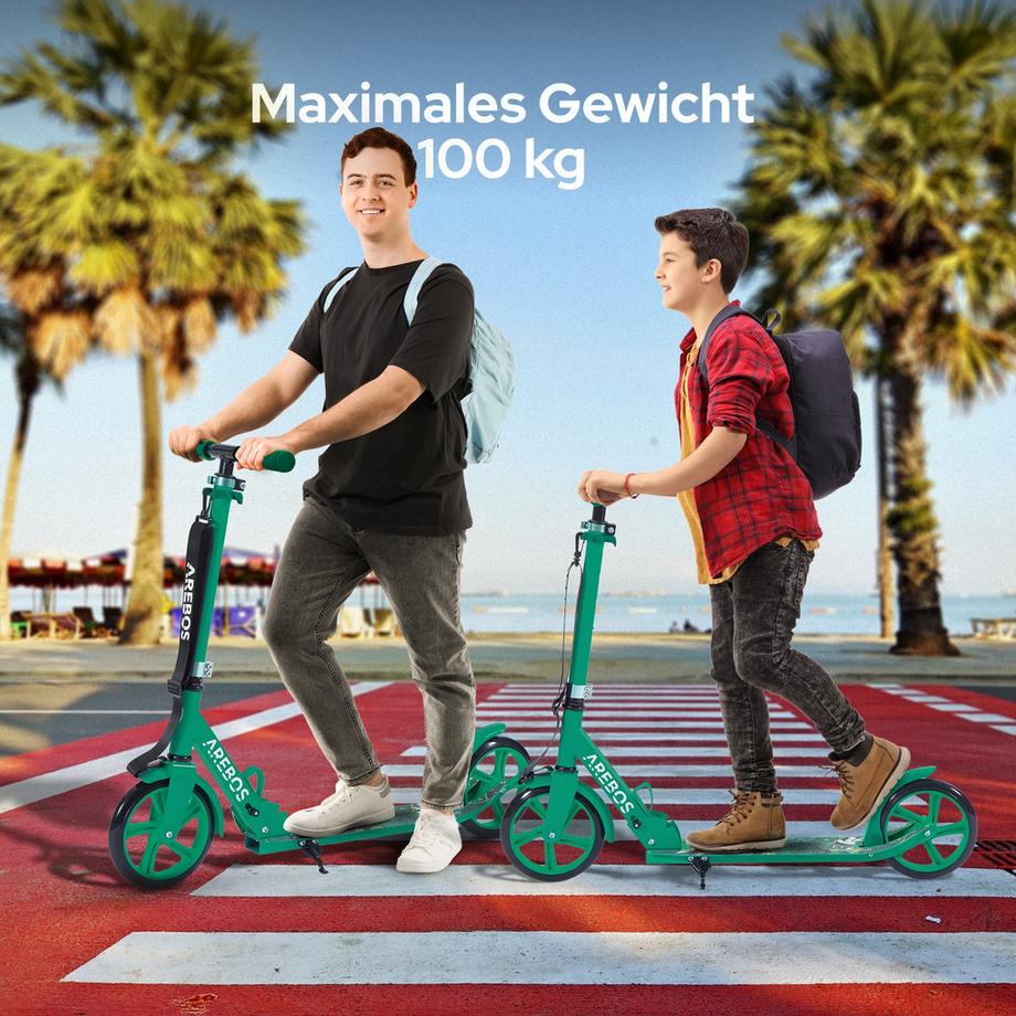 Arebos  Trottinette Kickroller Cityroller enfants adultes Trottinette Verte 