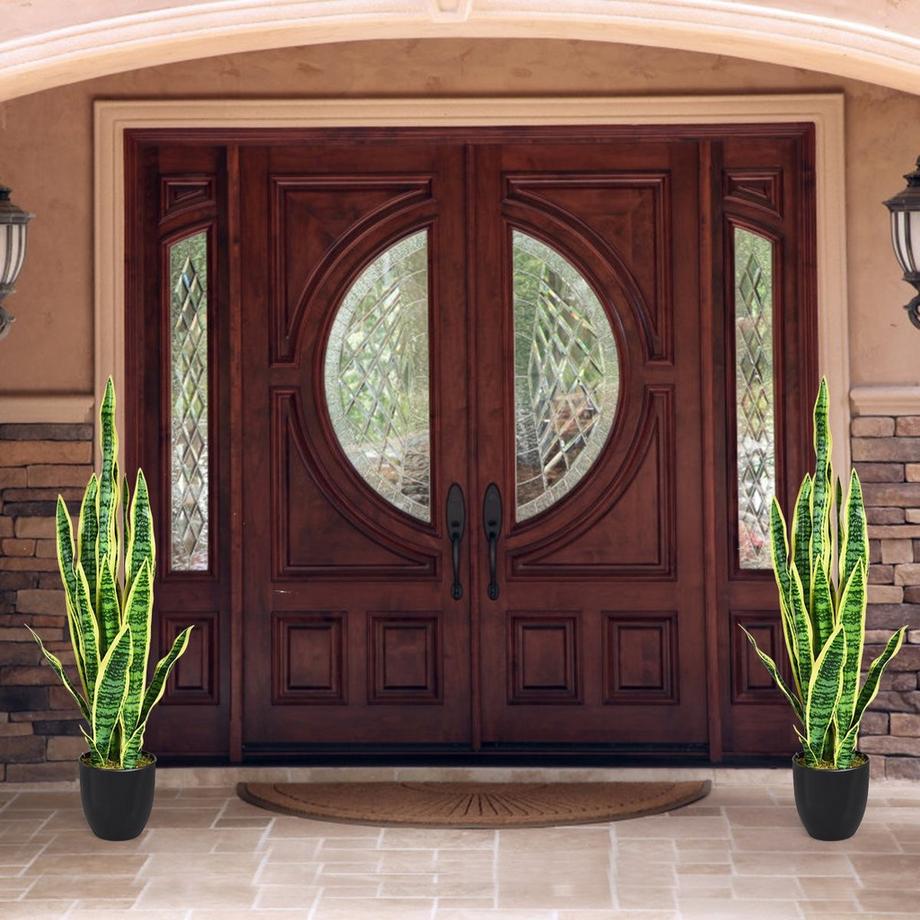 Northix  Plante serpent artificielle avec pot robuste, fausse agave, plante artificielle pour la maison et le bureau, 90 cm, jaune 