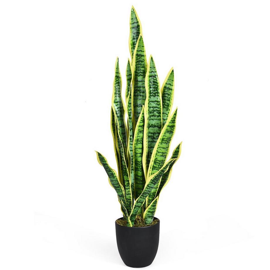 Northix  Plante serpent artificielle avec pot robuste, fausse agave, plante artificielle pour la maison et le bureau, 90 cm, jaune 