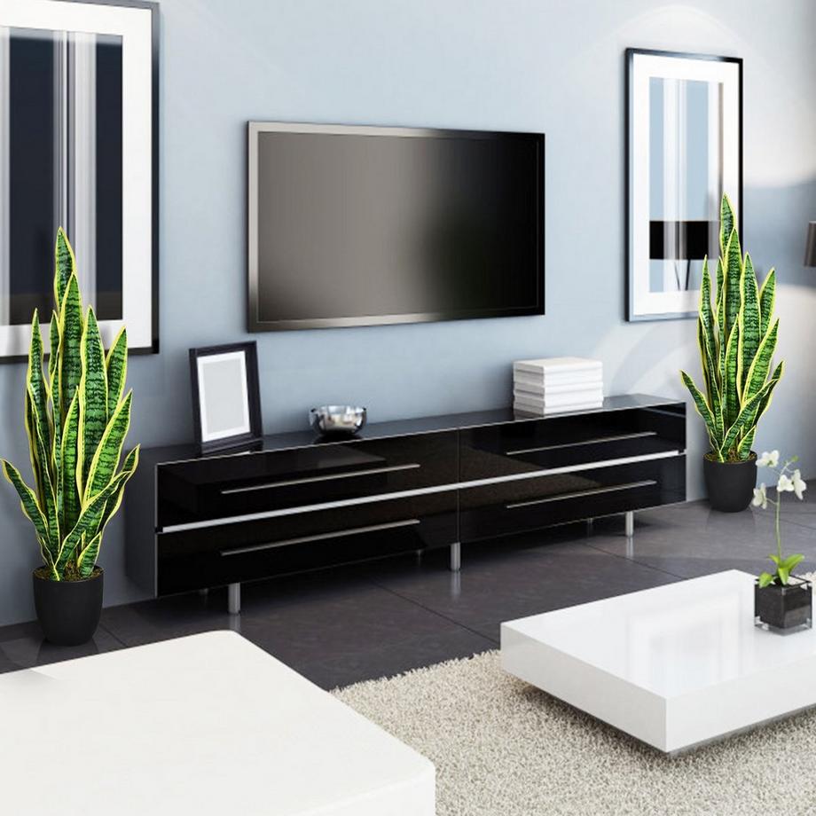 Northix  Plante serpent artificielle avec pot robuste, fausse agave, plante artificielle pour la maison et le bureau, 90 cm, jaune 