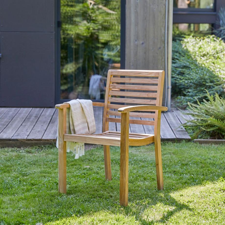 Tikamoon Fauteuil de jardin en teck massif Andria  