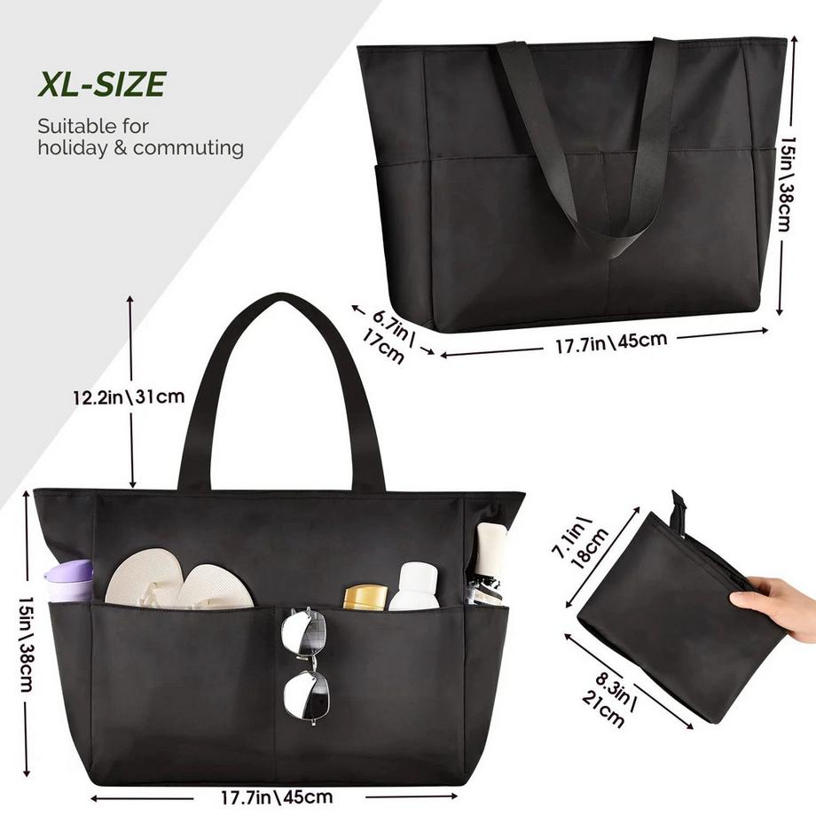 Only-bags.store Grosse Strandtasche mit Reissverschluss wasserdicht Family Beach  