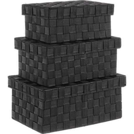 mutoni Boîte à tresses nylon noir (lot de 3)  