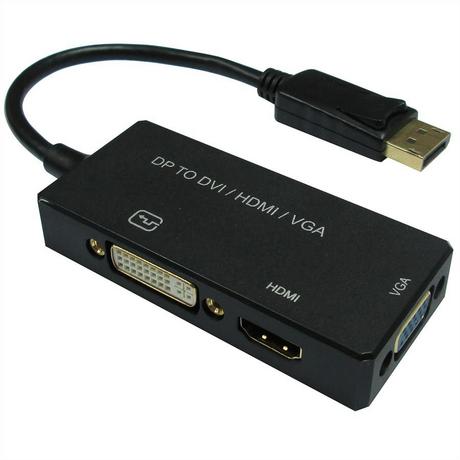 Value  VALUE 12993153 0,1 m DisplayPort VGA (D-Sub)+ HDMI + DVI Noir 