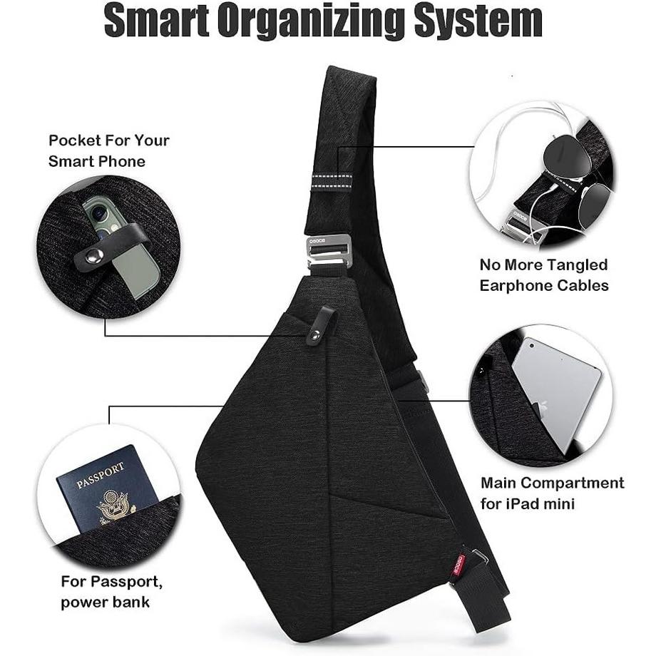 Only-bags.store Mini Sac Bandoulière Étanche Multiples Poches Antivol  