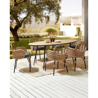 Beliani Lot de 6 chaises de jardin avec coussins en Polyrotin Boho PRATELLO  