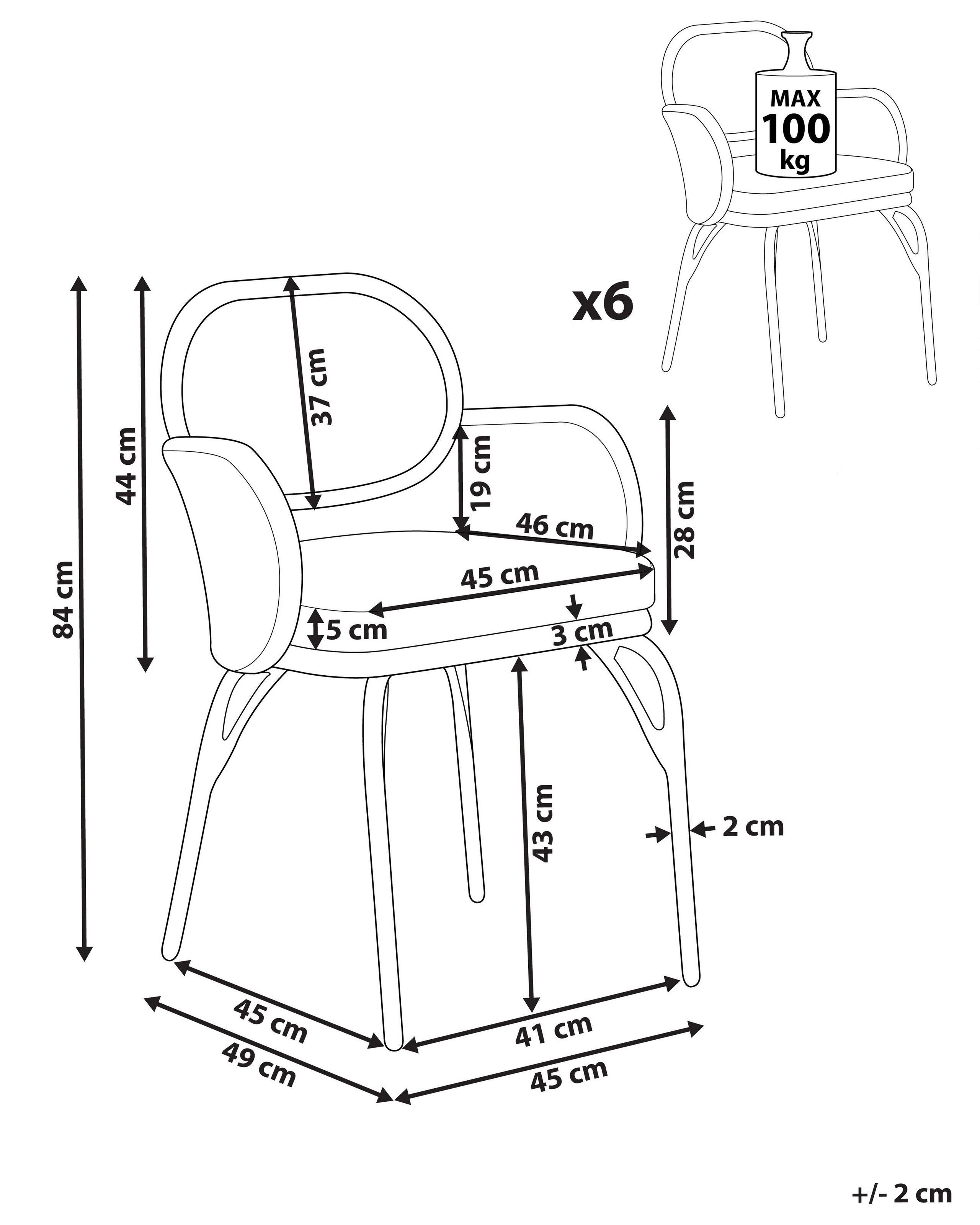 Beliani Lot de 6 chaises de jardin avec coussins en Polyrotin Boho PRATELLO  