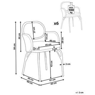 Beliani Lot de 6 chaises de jardin avec coussins en Polyrotin Boho PRATELLO  