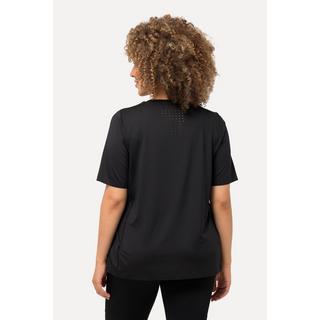 Ulla Popken  T-shirt con materiale riciclato ad asciugatura rapida, scollo a girocollo e mezze maniche 