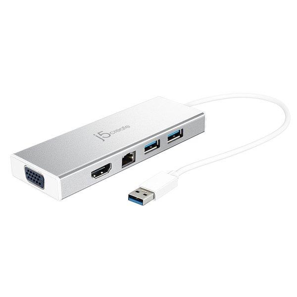 j5Create  JUD380-N Mini Dock USB™ 3.0, comprend 1x port HDMI et 3x ports USB, Argent 