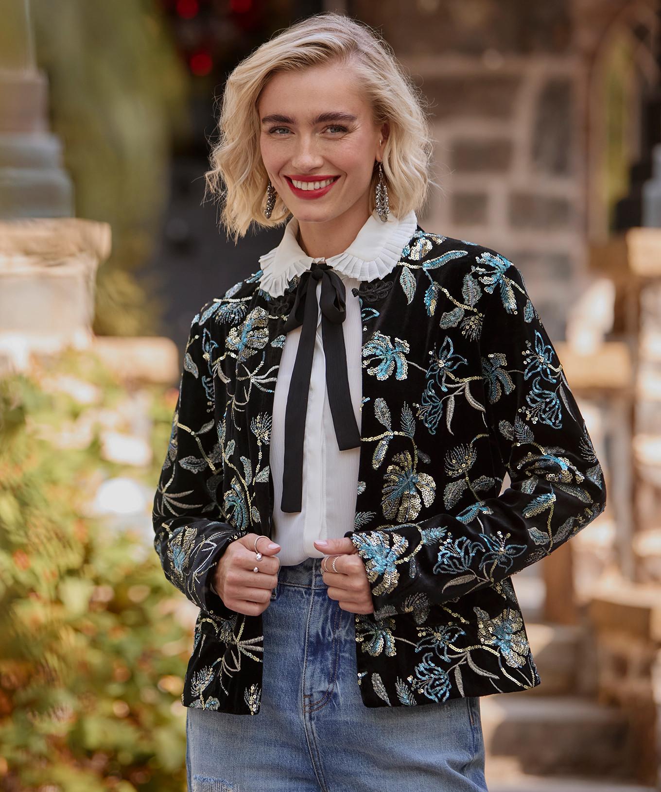 Joe Browns Boutique Bestickte Samtjacke  