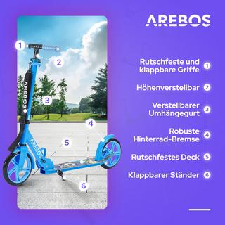 Arebos  Trottinette Kickroller Cityroller enfants adultes Trottinette Bleu 