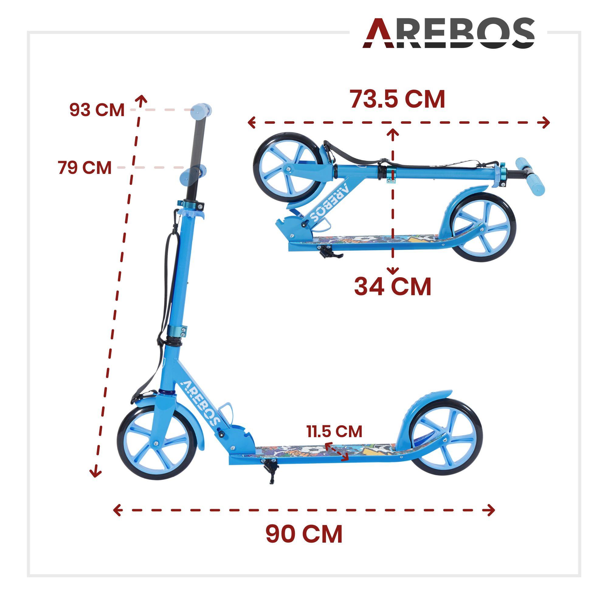 Arebos  Trottinette Kickroller Cityroller enfants adultes Trottinette Bleu 