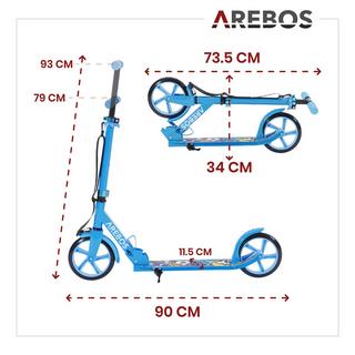 Arebos  Trottinette Kickroller Cityroller enfants adultes Trottinette Bleu 