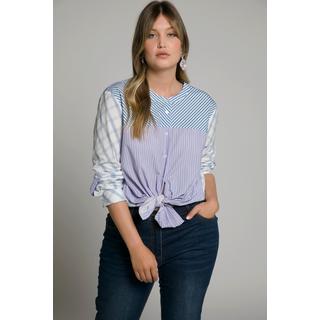 Ulla Popken  Blusa dal taglio oversize a righe con colletto alto e maniche lunghe 