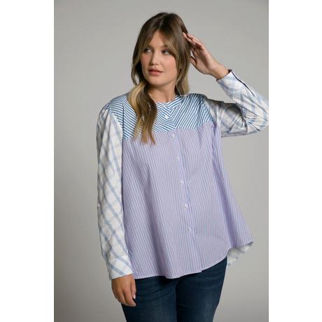 Ulla Popken  Blouse, rayures, oversized, col droit, manches longues 