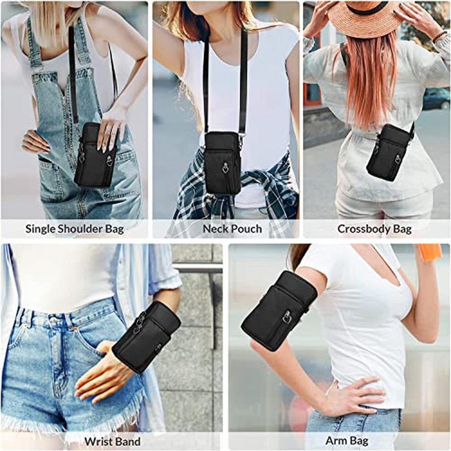 Only-bags.store Universal Handytasche Umhängetasche mit 3 Reissverschlusstaschen  