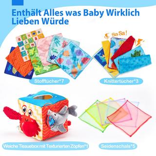 Activity-board  Tissue Box Toy Sensory, Tissue Tücher kontrastierenden Farben Learning Sensory 