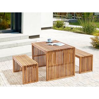 Beliani Lot de 2 bancs de jardin en Acacia Rustique SULZANO  