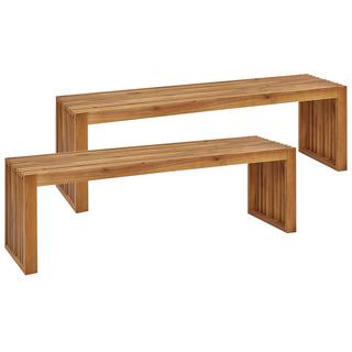 Beliani Lot de 2 bancs de jardin en Acacia Rustique SULZANO  