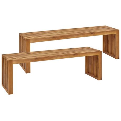 Beliani Lot de 2 bancs de jardin en Acacia Rustique SULZANO  