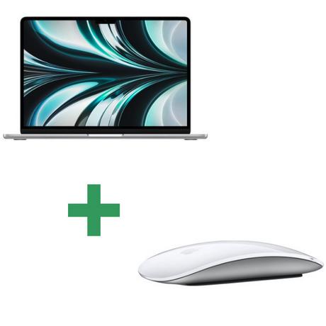 Apple  Reconditionné MacBook Air 13" 2022 Apple M2 3,5 Ghz 8 Go 256 Go SSD Argent + Souris Apple Magic Mouse 2 Sans Fil - Blanche 