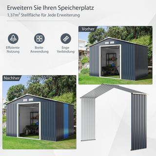 Northio Kit di espansione per capannone in metallo da esterno esteso 277 x 202 x 64 cm Grigio  