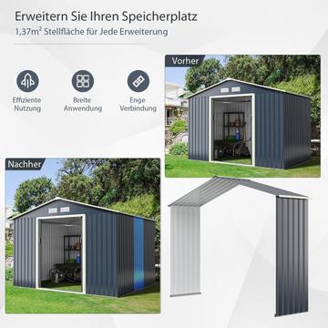 Kit di espansione per capannone in metallo da esterno esteso 277 x 202 x 64 cm Grigio