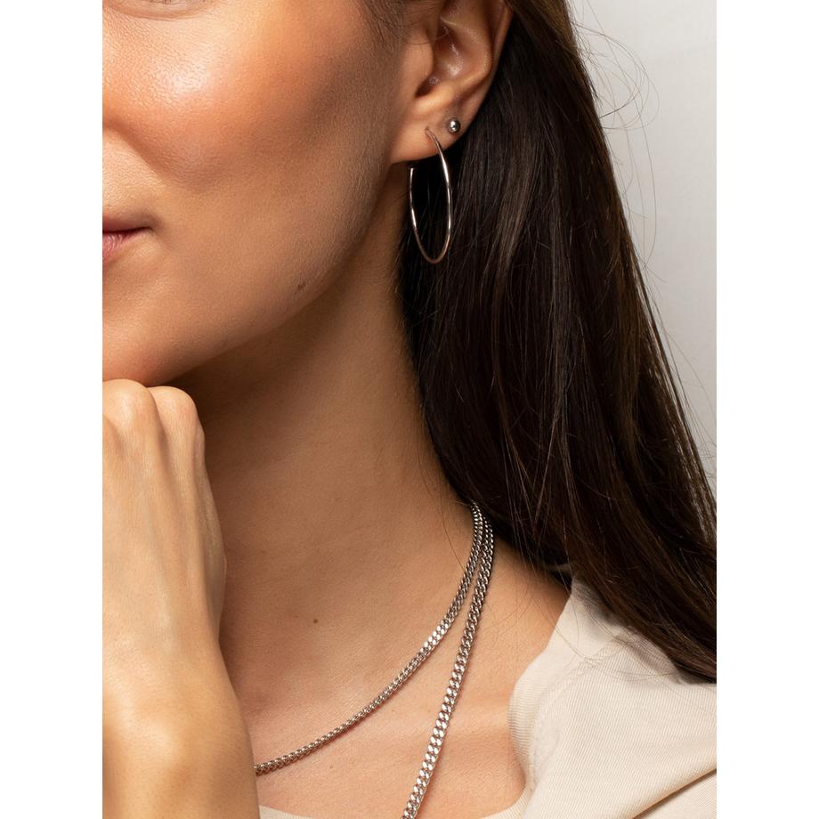 PHANTASYA  Boule clou d'oreille petit 1440 Plaqué rhodium 