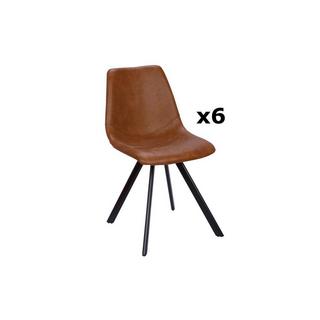 Vente-unique Lot de 6 chaises LUBINE Simili Caramel  