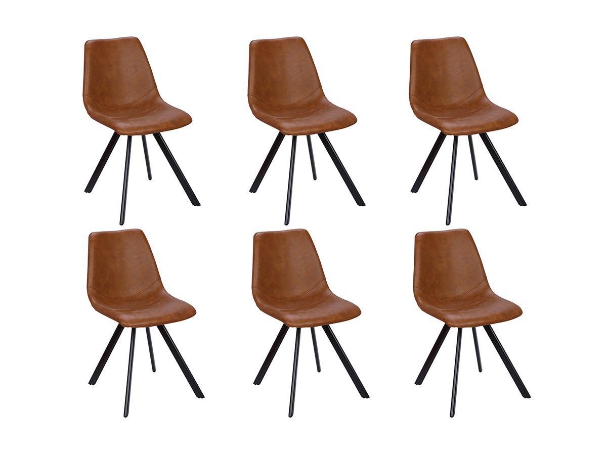 Vente-unique Lot de 6 chaises LUBINE Simili Caramel  