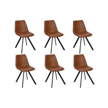 Lot de 6 chaises LUBINE Simili Caramel