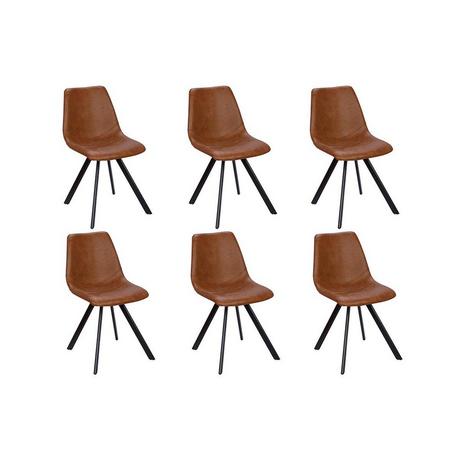 Vente-unique Lot de 6 chaises LUBINE Simili Caramel  