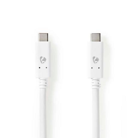 Nedis  Câble USB | USB 3.2 Gen 2 | USB-C™ mâle | USB-C™ mâle | 100 W | 4K@60Hz | 10 Gbps | Nickelé | 1,00 m | Rond | PVC | Blanc | Boîte 