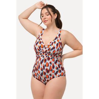 Ulla Popken  Maillot de bain avec bonnets souples et amovibles, imprimé taches de couleur 