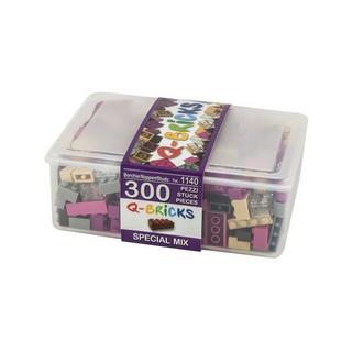 Q-BRICKS       Gemischte Spezialbox, enthält 300 Steine ​​in den Größen 2×4 (60 Stück), 1×4 (60 Stück), 2×2 (60 Stück), 1×2 (60 Stück) und 1×1 (60 Stück) in verschiedenen Farben: Sandgelb, Walnuss, Stein, Verkehrs, Magenta und Transparent.             