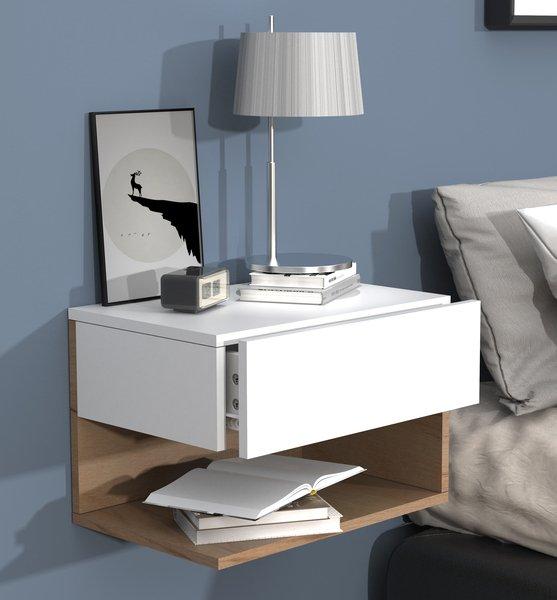 VCM Nachtschrank | Wandschublade | Wandboard | Nachttisch | Maße ca. H. 30 x B. 45 x T. 32 cm - Usal XL 45 cm  
