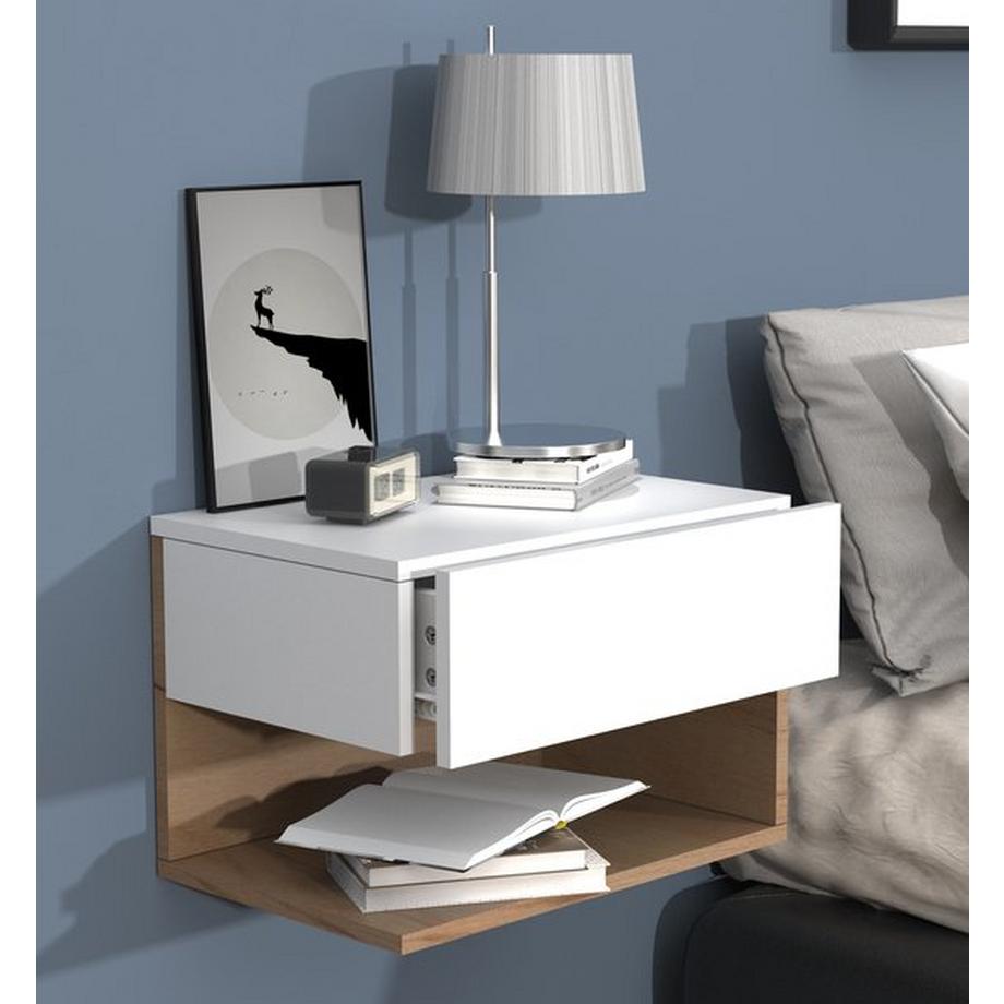 VCM Nachtschrank | Wandschublade | Wandboard | Nachttisch | Maße ca. H. 30 x B. 45 x T. 32 cm - Usal XL 45 cm  