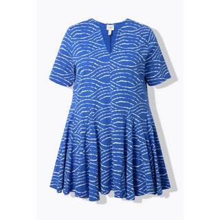 Ulla Popken Wellen T-Shirt Tunika-Ausschnitt Halbarm Biobaumwolle  