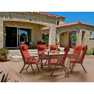 Beliani Salle à manger de jardin avec chaises en Acacia Traditionnel AMANTEA PREMIUM  