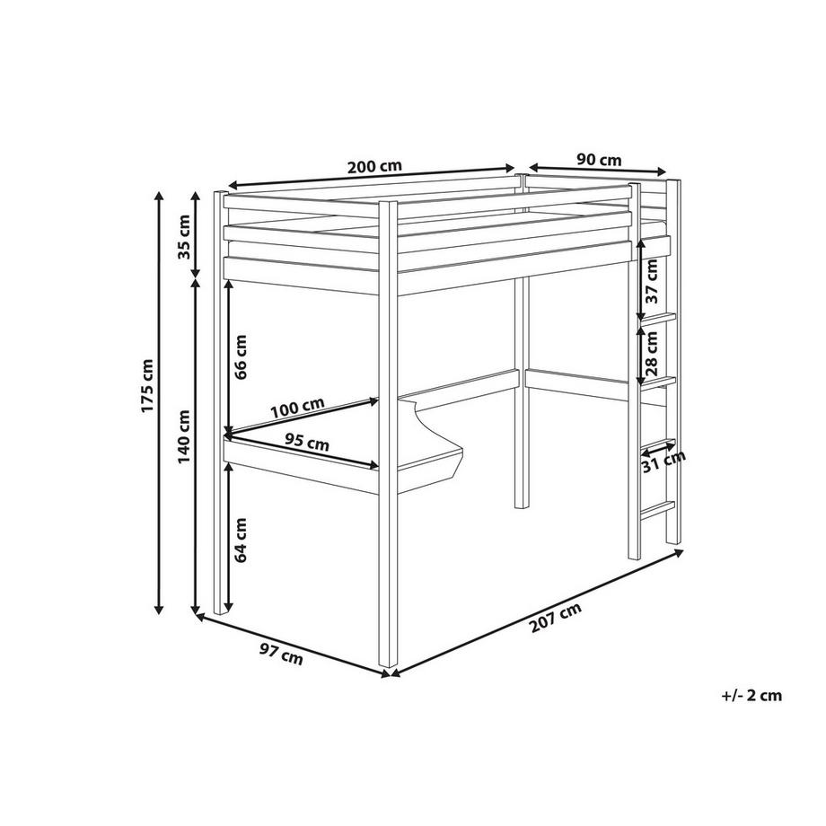 Beliani Lit superposé avec bureau en Bois de pin Scandinave LOURY  