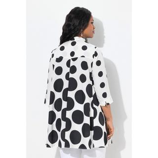 Ulla Popken Tunique à pois Plis godet Décolleté V Manches 3/4  